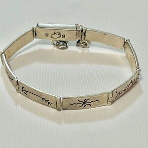 VTG Native American bracelet Navajo sterling silver link bracelet 6.25" 20g